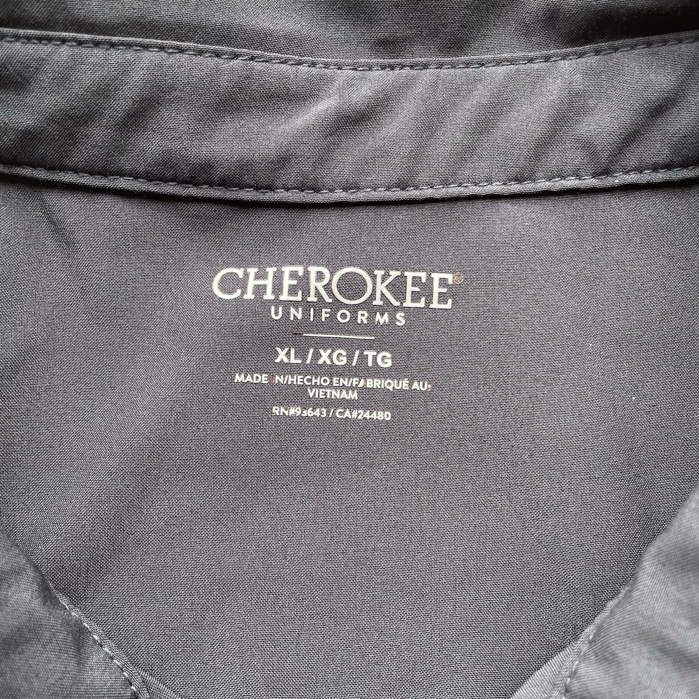 Cherokee Uniforms Mens XL Gray Performance Polo Scrub Top Zipper Pocket CKI803 - Picture 3 of 10